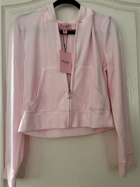 Juicy Couture Bling Velour Tracksuit Set, Soft Glow light pink, size Large.